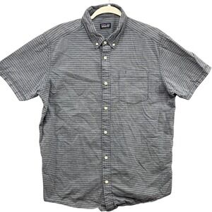 Patagonia Shirt Mens Large Striped Button Down Casual Workwear Organic Cotton